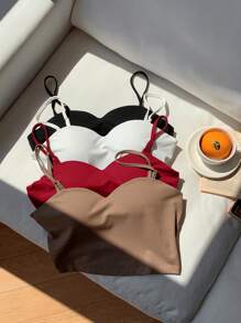 Comfortcana 4 件套女士内置衬垫胸罩短款上衣，夏季穿着 - 彩色 - 查看 8