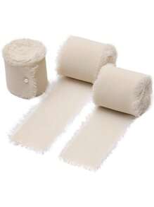 SHEIN 1/2/3 Stück 4cm x 500cm Chiffon Schleife - Weiche dekorative Stoffbänder für Geschenkverpackung, Hochzeitsdekoration, Sträuße, Geburtstagsparty, Blumenarrangements, DIY-Basteleien, Weihnachtsschleifen, Geschenkverpackung für Feiertage (Champagner Gold, Elfenbein, Weiß)