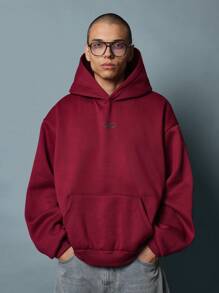 SUMWON Unisex Slouchy Hoodie Pullover Classic Casual Heavyweight Sweatshirt Autumn Winter Streetwear Basic Essential Sportswear - Purple - View 2