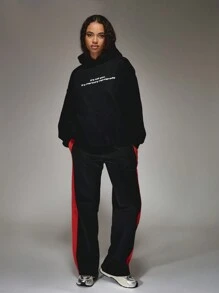 MISSGUIDED Mercury Retrograde Zodiac Astrology Horoscope Statement Oversized Pullover Hoodie Winter Loungewear Cozy Fleece Astrological Gift - Black - View 6