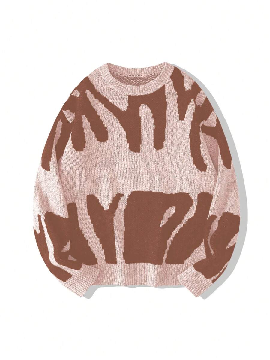 SHEIN Explorewe 少女图案印花超大圆领长袖毛衣 - 彩色 - 查看 1