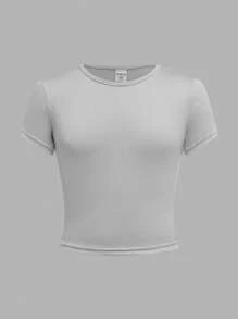 Sparklyn 4pcs Tween Girl Casual Crew Neck Cropped T-Shirt Set, Basic Waist-Cinched - Multicolor - View 12