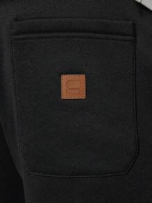 SUMWON 奢华舒适运动裤宽松羊毛运动休闲裤休闲健身健身房训练运动裤带侧袋 - 黑色 - 查看 7