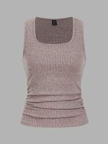 SHEIN LUNE Women's 3pcs Casual Solid Color Fitted Women's Tank Top Set Versatile Fleece Tank Top Basic Tube Tops Women - Multicolor - View 4