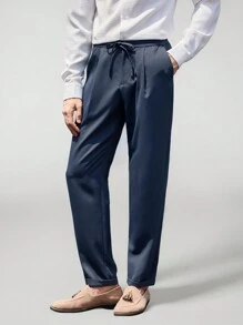 Manfinity VCAY Quần dài ống đứng lưng vừa phải, dáng ôm, thường ngày cho nam, thích hợp cho mùa hè - Màu xám đen - Xem 5