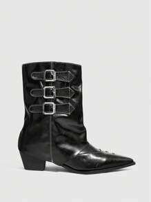 CUCCOO GRLICON 女士踝靴和短靴，Y2K风格，朋克风格，机车风格，酷女孩风格，适合万圣节、圣诞节、派对 - 黑色 - 查看 7