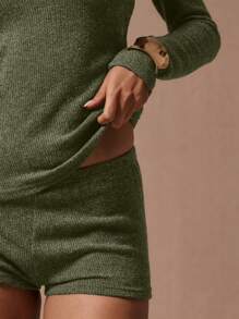 MUSERA Pantalones cortos de talle bajo de punto microfibra Y2K para primavera y verano