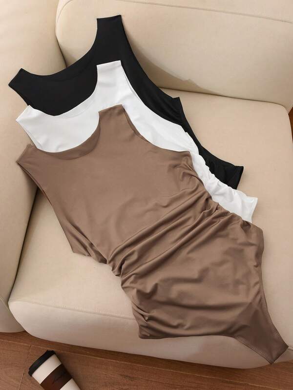 CosyJoli Body Sin Mangas Con Pliegues Para Mujer En Talla Grande