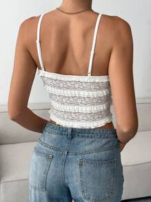 SHEIN Essnce Dames Lente Zomer Casual Nieuw Wit Effen Kleur Elegant Romantisch Kant Strik Ruffle Zoom Camisole Valentijnsdag Valentijnskleding Vakantie Crop Tops Nieuwjaar Dames Outfit