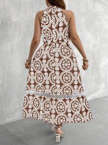 Breezaya Váy quấn in họa tiết Boho du lịch cỡ lớn, thường ngày, dành cho mùa hè - màu nâu - Xem 2