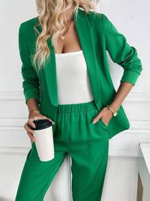 Calvaya 2 件套女士秋冬服装套装 - 夹克和紧身裤 - 綠色 - 查看 4