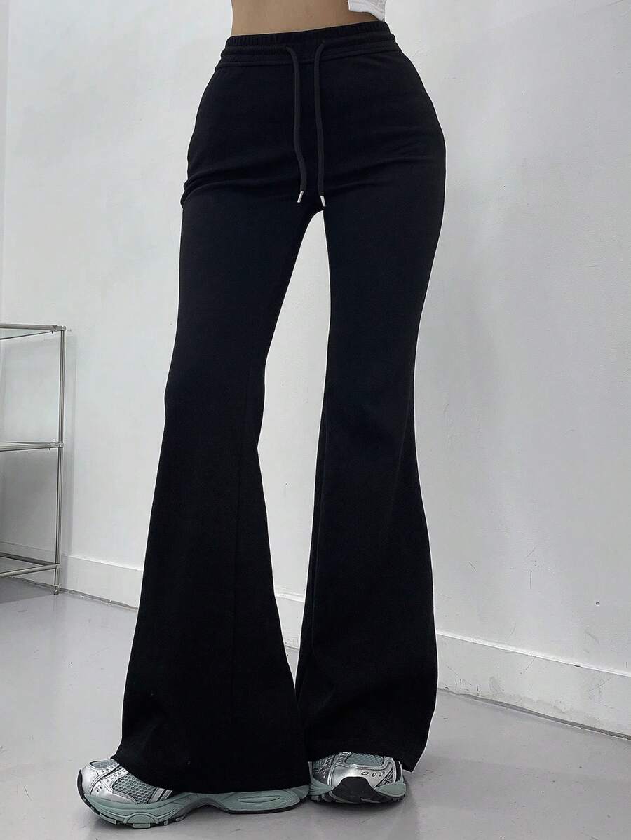 DAZY 女士休闲纯色抽绳腰喇叭裤，百搭秋冬季