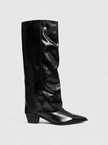 CUCCOO GRLICON 女士过膝靴，Y2K 风格，朋克摇滚，机车风，酷女孩，适合万圣节、圣诞节、派对场合 - 黑色 - 查看 8