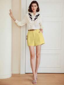 MOTF PREMIUM TAILORED SLANT POCKET SHORTS - Yellow - View 6