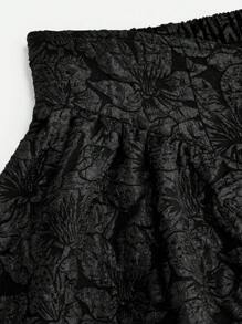 SHEIN Unity 大码女式提花褶饰侧纽扣长裙 - 黑色 - 查看 3