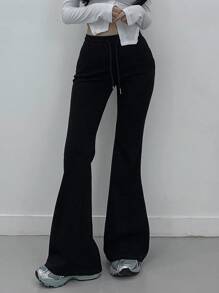 DAZY 女士休闲纯色抽绳腰喇叭裤，百搭秋冬季