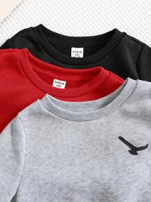 SHEIN 6 Stücke Set für Baby Jungen in rot, dunkelgrau, schwarz, lässige locker geschnittene langärmlige Sweatshirts und Hosen, geeignet für Zuhause und Outdoor, für Herbst/Winter
