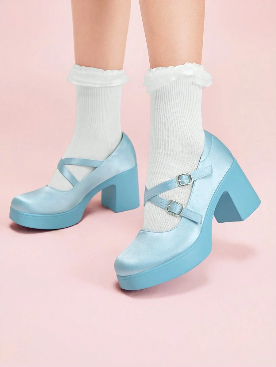 CUCCOO DOLLMOD 女士时尚双扣厚底高跟鞋