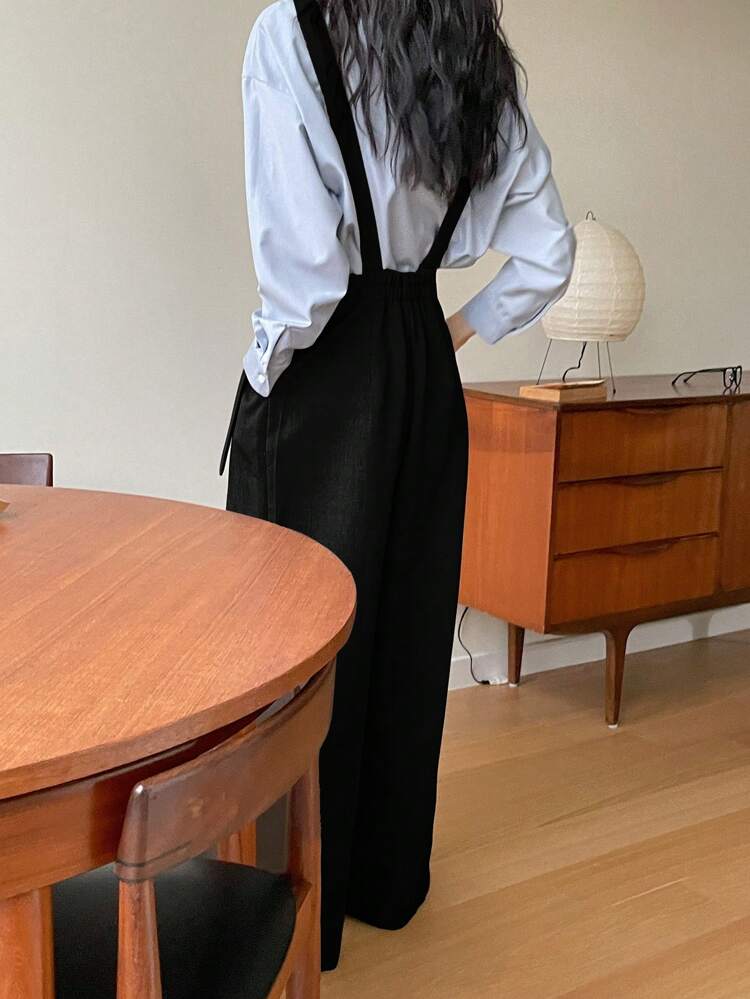 Casual Versatile Solid Color Wide Leg Jumpsuit Women Jumpsuits Fall/Winter