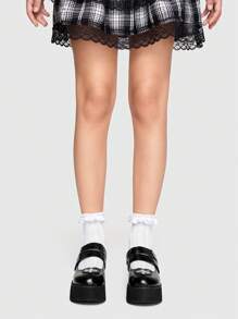 ROMWE Kawaii Women Platform Round Toe Punk Style Thick Sole Buckle Strap High Heels Shoes, Black New Year Holiday