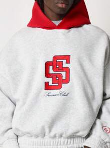 SUMWON Club Athletic Varsity Embroidered Hoodie Streetwear Pullover With Red Logo Drawstring Winter Autumn Sport College Style Relaxed Fit Premium Sweatshirt