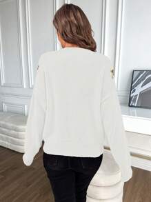 SHEIN Clasi Women's Fashion Bowknot Sequin Pullover Sweater, Christmas Knit Pullover Fall Winter