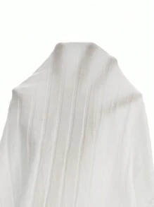 SHEIN EZwear Жіноча футболка великих розмірів однотонного кольору з коміром-лацканом, обробкою рюшами та вузлуватим елементом - Білий - Переглянути 5