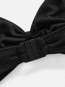 Swim Mod Women's Solid Color Minimalist Fashion Swimwear Top, Suitable For Holiday Beach Summer - Black - View 3