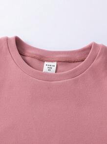 SHEIN Leap Crew 买五送一 男童休闲学院风舒适时尚简约实用百搭柔软舒适高性价比T恤 男童返校日常合身学校旅行运动春秋冬季 - 黑色 - 查看 3