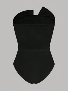Firerie Women's Ruched Asymmetric Strapless Bodysuit, Elegant For Daily Wear, Vacation, Wedding, Date, Music Festival