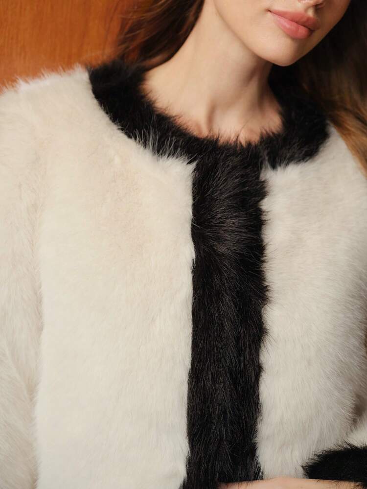 FLUFFY SOLID OPEN FRONT COAT