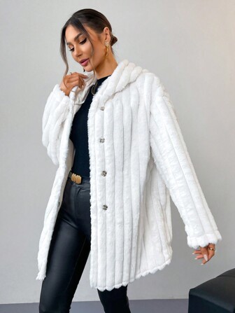 SHEIN ファージャケット レディース ファーコート | ファッション レディース ファー