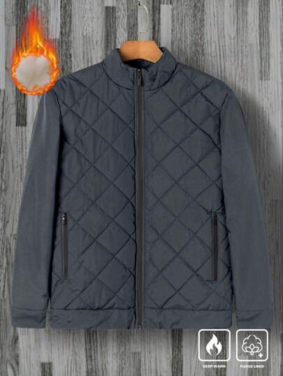 Manfinity Homme 大码男式纯色拉链口袋休闲长袖夹克