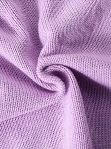 2pcs Teen Girl Casual Rib Knit Cardigan And Sweater Pants Set - Purple - View 7