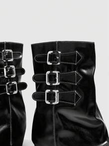 CUCCOO GRLICON 女士踝靴和短靴，Y2K风格，朋克风格，机车风格，酷女孩风格，适合万圣节、圣诞节、派对 - 黑色 - 查看 10