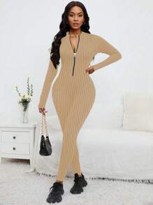 VaVaBold One-Piece Plain Zipper Fitted Casual Jumpsuit, Stylish For Everyday Wear