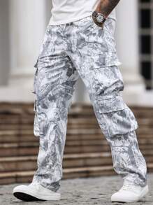 Manfinity Homme 男士数码迷彩工装裤，休闲时尚日常穿着，秋季 - 彩色 - 查看 6