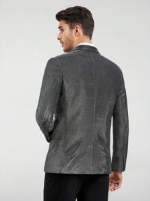 GENTILAND Áo cộc tay Nam Nút phía trước màu trơn Buổi tiệc - màu đen - Xem 2