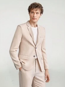 Manfinity VCAY Men Casual Woven Work Wear Matching Simple Suit Jacket And Suit Pants Set - Apricot - View 7