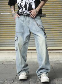 Manfinity EMRG Eenvoudige pocket denim jeans voor heren, casual dagelijkse kleding