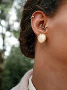 MOTF PREMIUM 1 PAIR WHITE RESIN HORSE EYE DESIGN STUD EARRINGS FOR WOMEN - Gold - View 11