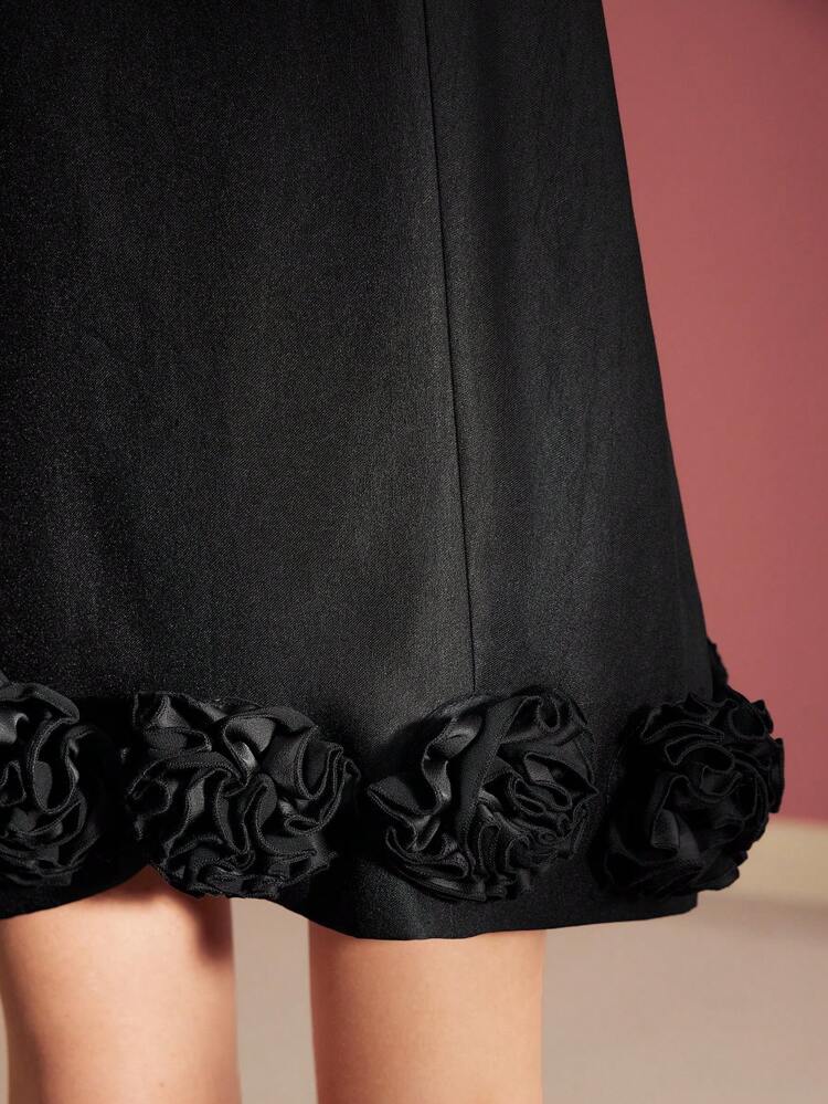 STEREO FLORAL BOW DECOR TANK DRESS