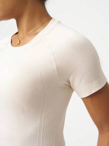 SHEIN Sport Gameset Casual Solid Color Short Sleeve Slim Fit Athletic T-Shirt