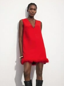 Maija Women's Red Summer Elegant Party Fashionable Furry Hem Sleeveless Short Dress, Bohemian Style Beach Swimsuit Cover-Up,Holiday Casual Outfits - Red - View 5