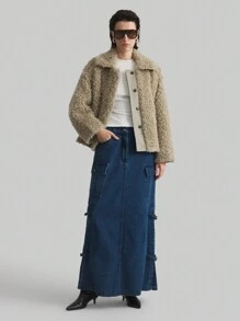 Ontre Women's Casual Denim A-Line Mid-Length Skirt, Minimalist & Fashion For Daily Wear