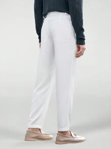 Manfinity VCAY Pantaloni da tuta casual da uomo in stile business, bianchi, a gamba dritta, realizzati in tessuto intrecciato e lavorato, adatti per l'uso quotidiano - Cammello - Visualizzare 3