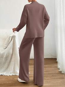 SHEIN Cottnline Women Sweater With Pearl Detailed And Knit Pant - Dusty Pink - View 3