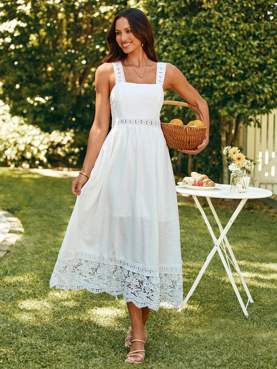 KARISMINA Elegant Guipure Lace Panel Cami Dress Spring Summer Outfits ...