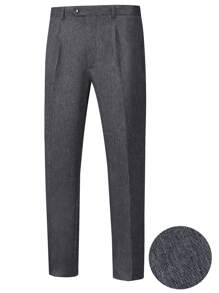 Manfinity Mode Plus Size Men Business Commuter Jacket And Pants Suit Set - Dark Grey - View 8