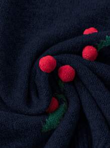 Calvaya Plus Size Vintage Mori Style Ombre Pom Pom Trim Knit Sweater, Autumn & Winter